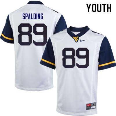 Youth West Virginia Mountaineers NCAA #89 Dillon Spalding White Authentic Nike Stitched College Football Jersey PT15H30MB